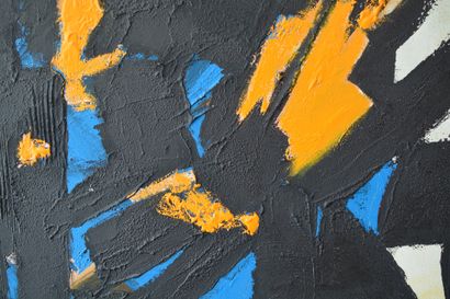 BREMBOR Georges "Abstrait au bleu" Huile sur toile au couteau et pinceau 75 x 120...