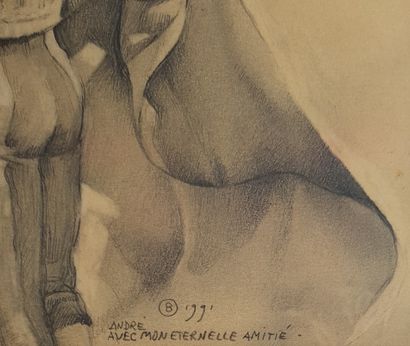 MORENO Benito (1940-2018) 
" Le Toréro " Dessin au crayon, 16 x 23 cm (28 x 35 cm...