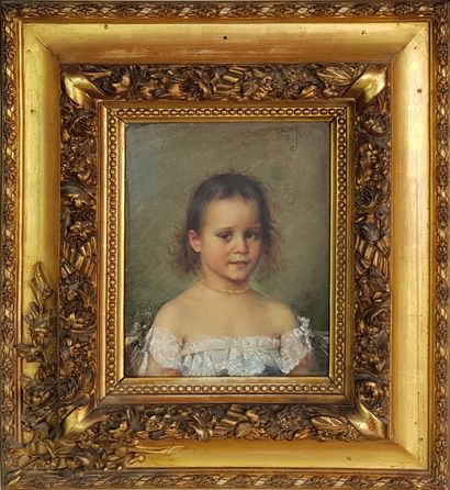 JEAN Pierre (19e et 20e siècles) " Portrait de jeune fille " Huile sur panneau, 31...