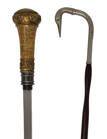 Canne épée au scorpion 
Canne épée, le pommeau et le fût métal et bronze, un scorpion...