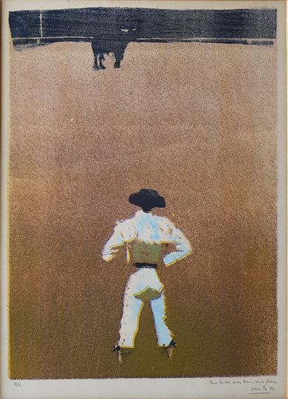 MORENO Benito (1940-2018) 
" La corrida " Eau-forte, 57 x 40 cm (78 x 61 cm avec...