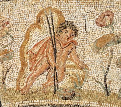 MOSAÏQUE NILOTIQUE - ART ROMAIN - IIe siècle après J-C 
Superbe mosaïque de tesselles...