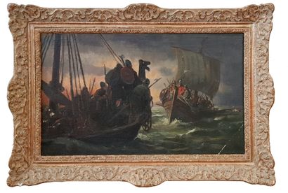GRÖNVOLD Markus (1845-1929) 
Oil on panel 30 x 50 cm (with frame 39 x 59 cm) signed...