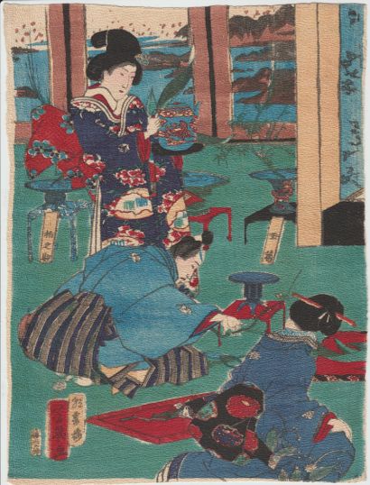 JAPON – Estampes et aquarelles des 19e et 20e siècles Lot de 25 estampes et aquarelles...