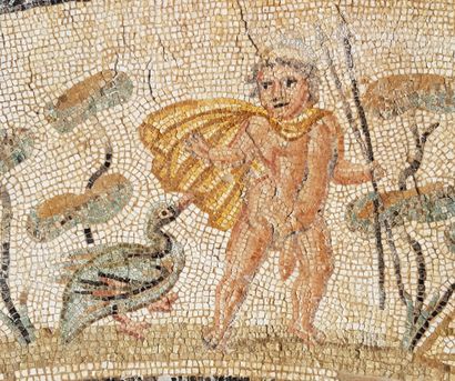 MOSAÏQUE NILOTIQUE - ART ROMAIN - IIe siècle après J-C 
Superb mosaic of marble tesserae....