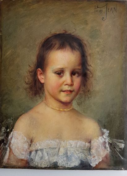 JEAN Pierre (19e et 20e siècles) 
" Portrait de jeune fille " Huile sur panneau,...