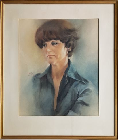 MORENO Benito (1940-2018) 
" Portrait de femme " Pastel sur carton, 44 x 36 cm (62...