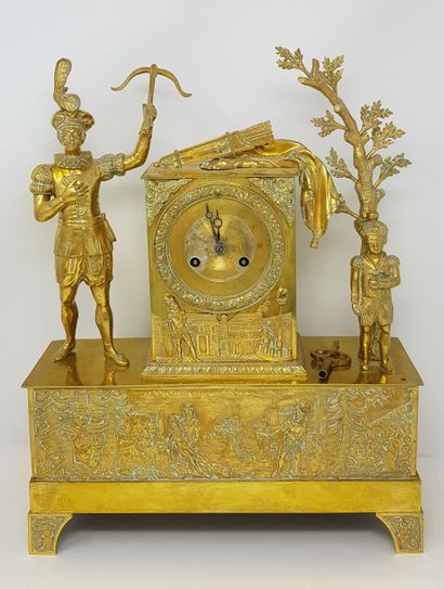 Guillaume Tell et son fils - pendule en bronze c.1830