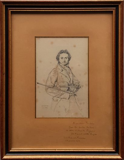 INGRES (1780-1867) " Paganini " Engraving signed and dated 1819 lower left in the...