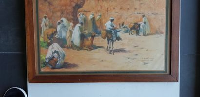 GILLOT Adrien Henri (1883-1948) 
" La porte de Ouarzazate " Aquarelle gouachée signée,...