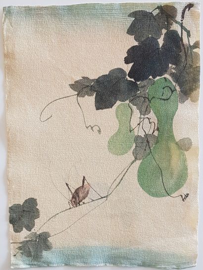 JAPON – Estampes et aquarelles des 19e et 20e siècles 25件19世纪和20世纪的日本版画和水彩画作品。这批作品：92-3_10，92-3_11和92-3_12是纸质的，其他的是皱纹纸。...