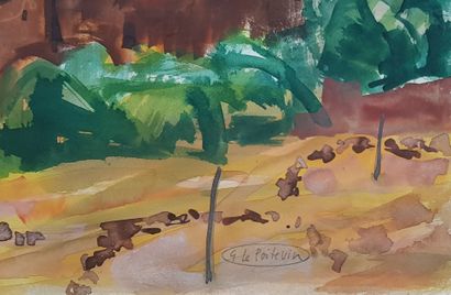 LE POITEVIN Georges (1912-1992) 
"Village in North Africa" Watercolour gouache signed...