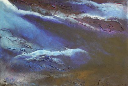RAYNAL-DELCOL Isabelle Série "Terres de ciel" Acrylique sable, mastic et poussière...