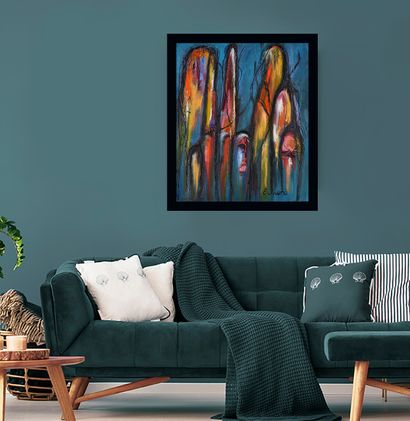 OLIVERIO Emilia "ANGELI_12" Huile et pastels gras sur toile 54 x 65 cm signée "Collection...