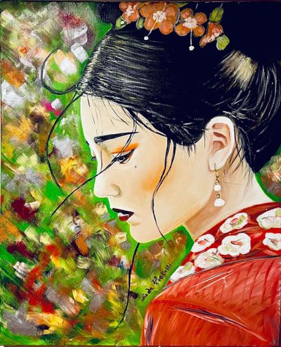 PORTELLI Linda "Fleur du Japon" Année 2022
Peinture à l huile sur toile vernis brillant...