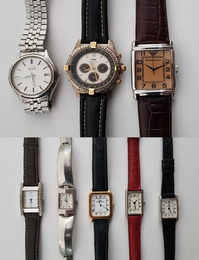 LOTS DE MONTRES Lot of three men's watches: SEIKO - BREITLING - EMPORIO ARMANI.

Lot...