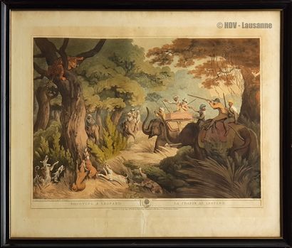 Aquatintes Oriental Field Sports 著名的1805-1807年的18幅水彩画，由威廉姆森和豪威特绘制，H.默克雕刻 38 x 48厘米。



高分辨率照片



(拍卖后几天在洛桑、日内瓦、巴黎、里昂或马赛交付拍卖品)



估计：600...