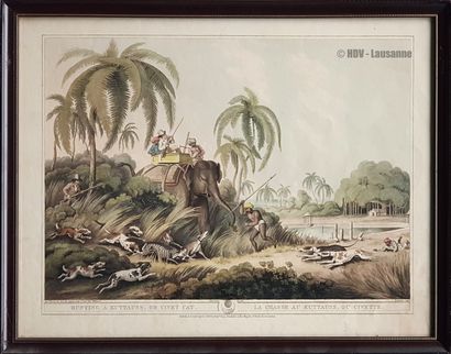 Aquatintes Oriental Field Sports 著名的1805-1807年的18幅水彩画，由威廉姆森和豪威特绘制，H.默克雕刻 38 x 48厘米。



高分辨率照片



(拍卖后几天在洛桑、日内瓦、巴黎、里昂或马赛交付拍卖品)



估计：600...