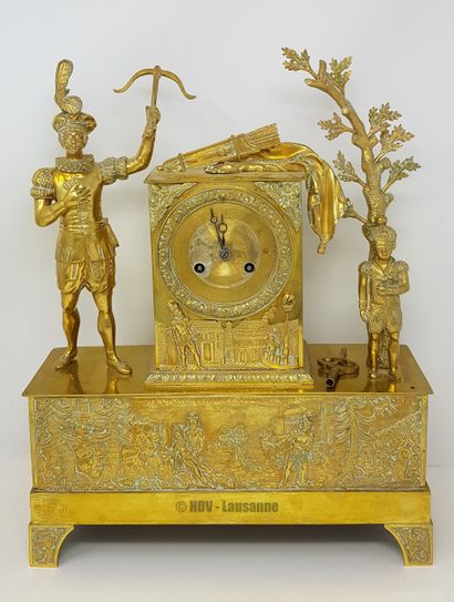 Guillaume Tell et son fils - pendule en bronze c.1830