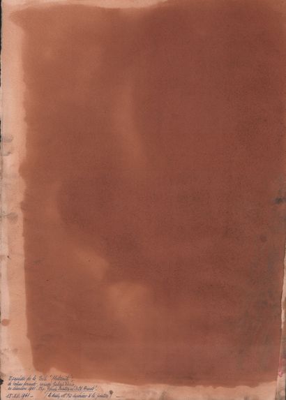 ALAUX Jean-Pierre "分娩的梦想" 水彩背景的水墨画 38.5 x 27.5 cm 已签名。