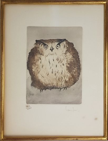 FINI Leonor "Owl" etching of 1970, 18 x 33 cm (30 x 23 cm), numbered XXIII/XXXV and...