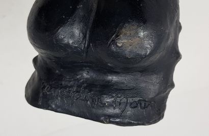 MORIN Géraldine (1976) "Femme au turban" Sculpture en bronze à patine noire n°4/8,...