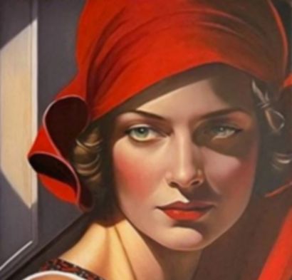 DURAND Gyl Oil on canvas in the Art Deco style inspired by Tamara de Lempicka 60...