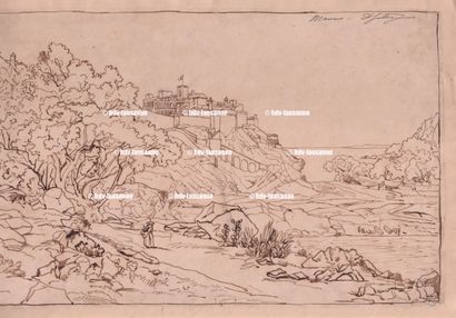 David SUTTER (1811-1880) Réunion de 5 dessins sur papier :
"Rome" Plume 21,5 x 28...