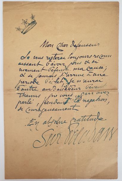 Sâr PELADAN ou Sâr MERODACK Joséphin Péladan dit (1858-1918) Réunion de deux lettres...