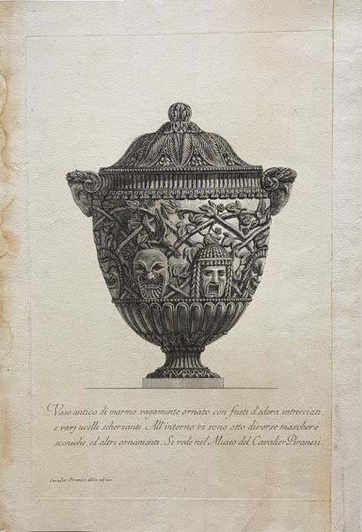 Francesco PIRANESE (1758-1810) Réunion de 11 planches :
Vases, urne cinéraire, cheminée...