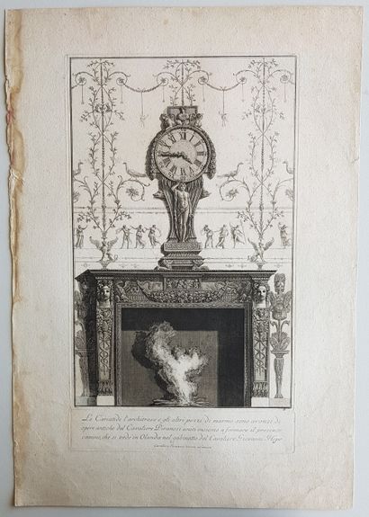 Francesco PIRANESE (1758-1810) Réunion de 11 planches :
Vases, urne cinéraire, cheminée...