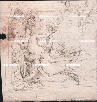 Charles TOCHÉ (1851-1916) Réunion de 3 dessins :
"Pour la Galerie de Chenonceaux...