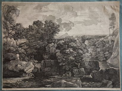 Luigi ROSSINI (1790-1857) et d'après Sébastien BOURDON (1616-1671) Réunion de 5 eaux-fortes,...