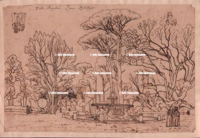 David SUTTER (1811-1880) Réunion de 5 dessins sur papier :
"Rome" Plume 21,5 x 28...
