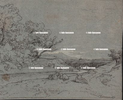 Félix-Hippolyte LANOÜE (1812-1872) - Georges BRILLOUIN (1817-1893) Réunion de 2 dessins...