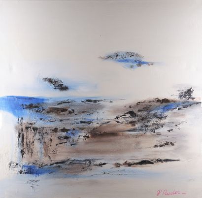 RODER Jean-Pierre "Variations en bleu et blanc noir" Huile sur toile 80 x 80 cm signée.

Frais...