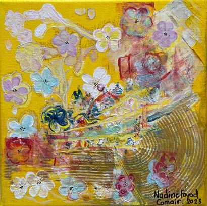 FAYAD COMAIR Nadine "Yellow mood" Acrylique sur toile 20 x 20 cm signée. 

Frais...