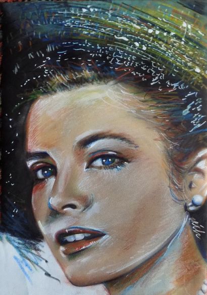 DE SAINT PIERRE Erik "Grace Kelly" Acrylique, pastel et encre sur toile 30 x 40 cm...
