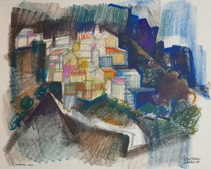 CLUSEAU LANAUVE Jean "Coaraze" Pastel de 1963, 26,5 x 33 cm (42,5 x 49 cm), située,...