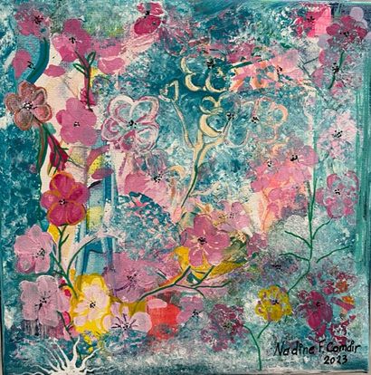 FAYAD COMAIR Nadine "Flower Power" Acrylique sur toile 20 x 20 cm signée. 

Frais...