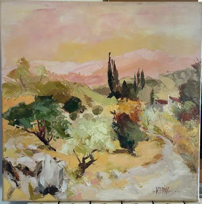 KEEPING Christiane "Calme et douceur en Provence", Huile sur toile 50 x 50 cm signée.

Frais...