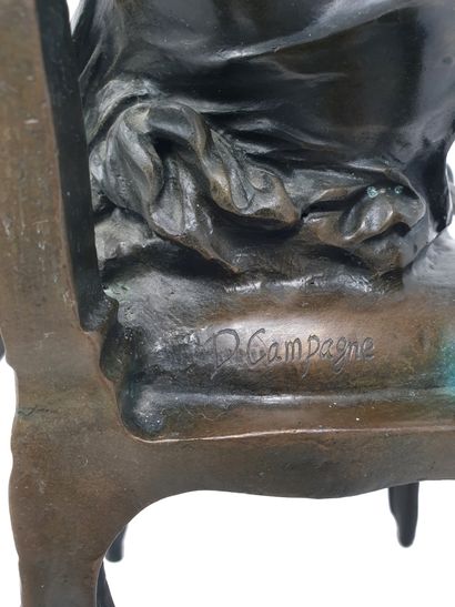 Daniel CAMPAGNE (1851-1914) "L’aguicheuse" Bronze d’époque 1900, Hauteur : 40 cm...