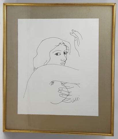 Antoniucci VOLTI (1921-1912) "Femme nue de profil" Encre de chine de 1959, dimensions...