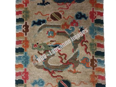 Tapis - Tibet (1880-1920) Tapis épais en laine tissé et noué main au Tibet, beau...