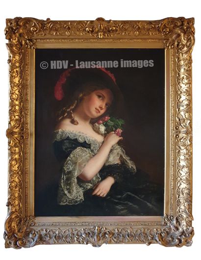 HALLÉ Samuel Baruch (1824-1889) "La beauté printanière" Huile sur toile 84 x 60 cm...