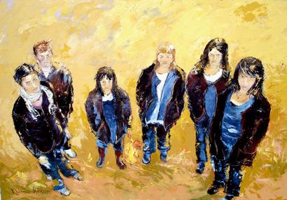 RUBINAT Antoine "Gaza" Le regard de nos enfants. Acrylique sur toile 200 x 150 cm...