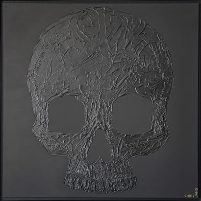 CHRIS JANO "BlackSkull" Oeuvre d'Art Originale.
Trois noir, du relief et de la lumière,...