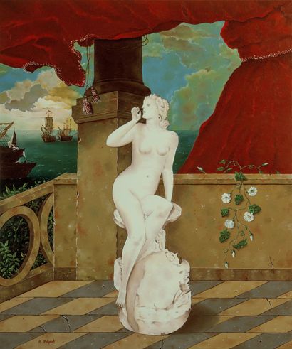DELPUCH André "La nymphe de la Mer" Huile sur toile technique alla prima 65 x 54...