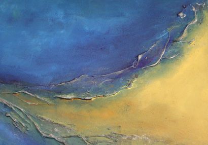 RAYNAL-DELCOL Isabelle Série "Terres de ciel" Acrylique sur toile sable, mastic et...