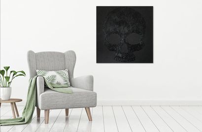 CHRIS JANO "BlackSkull" Oeuvre d'Art Originale.
Trois noir, du relief et de la lumière,...